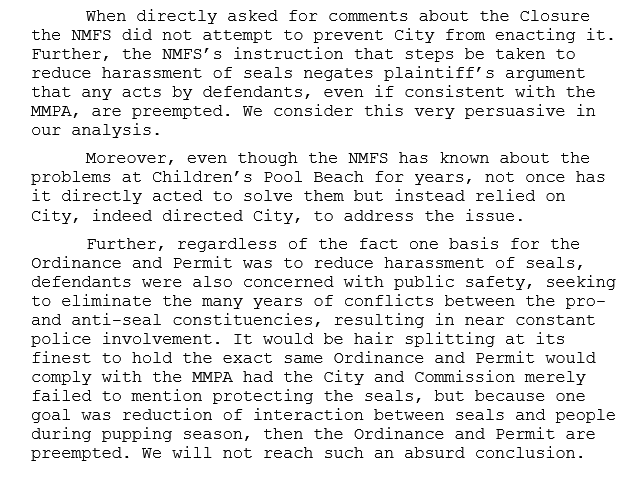 Excerpt from Appellate Court Opinion in Favor of the Seals